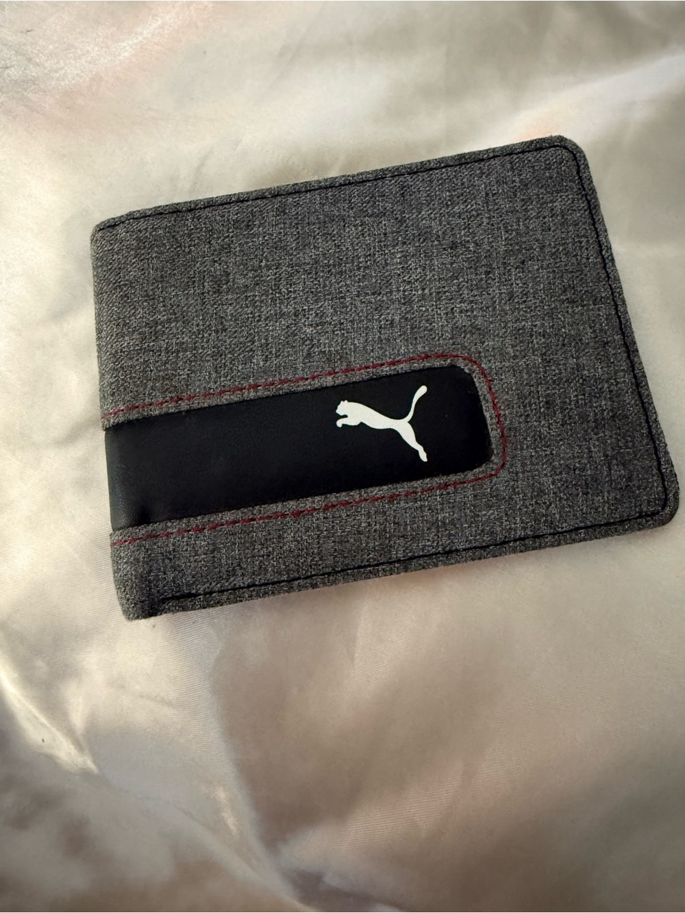 PUMA Men's Grey Bi-Fold Wallet with Black Accent